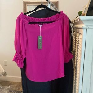 Trina Turk xs hot pink off shoulder top new